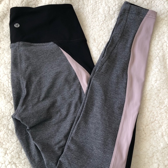 Lululemon Athletica Stripe Leggings, Gray, Pink - Picture 6 of 6